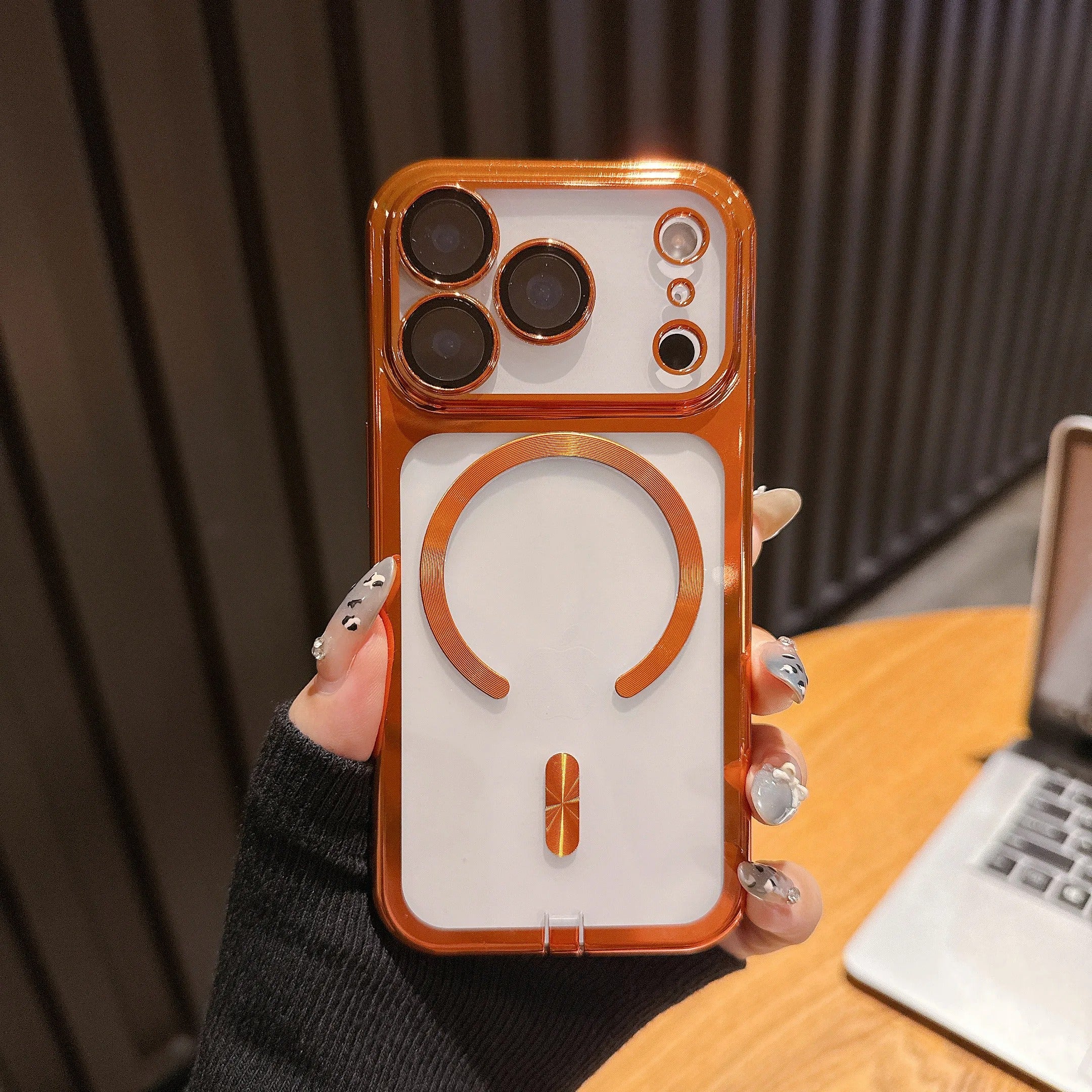 Luxury Clear Plating iPhone Case — MagSafe Wireless Charging Compatible, Shockproof Soft Acrylic Bumper Cover