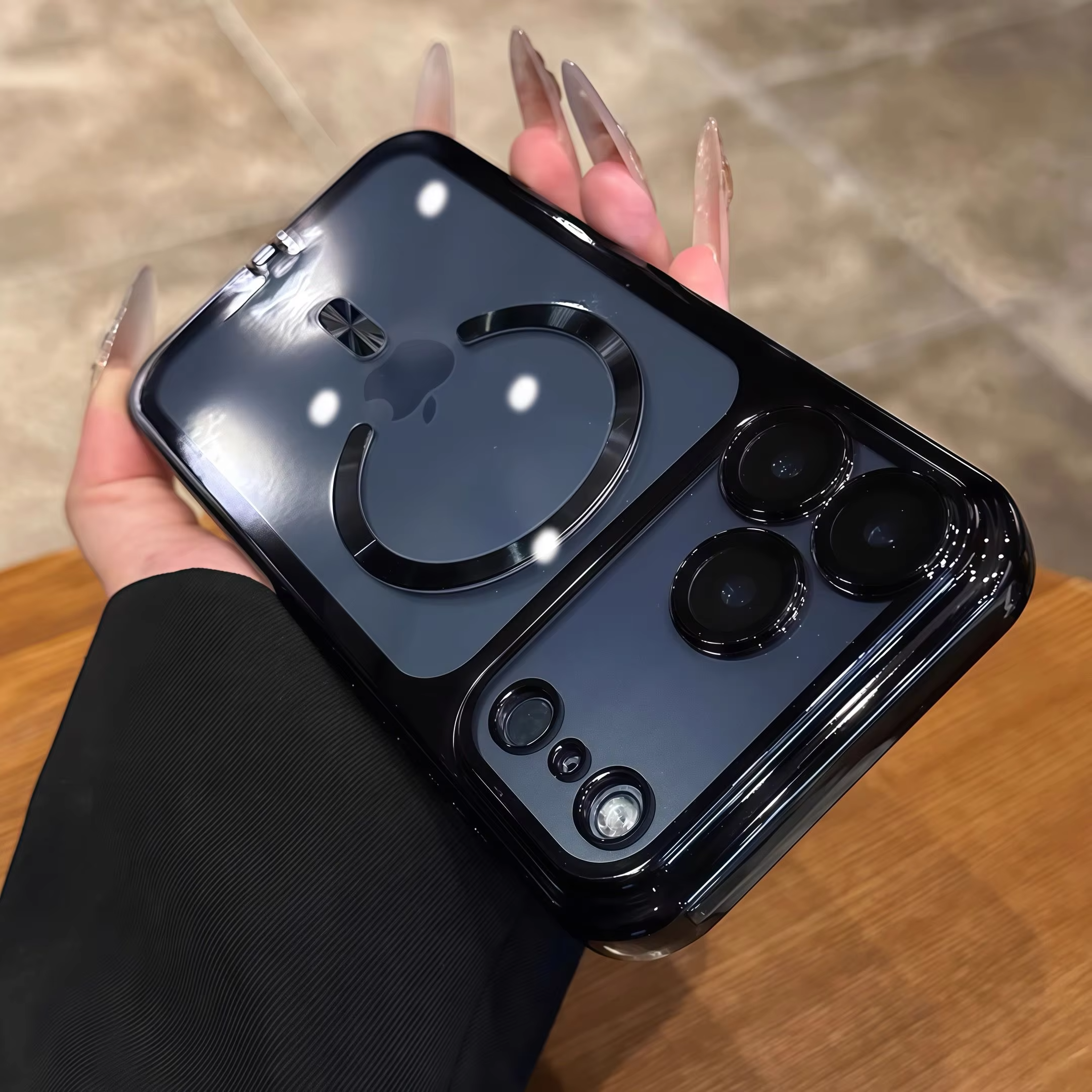 Luxury Clear Plating iPhone Case — MagSafe Wireless Charging Compatible, Shockproof Soft Acrylic Bumper Cover