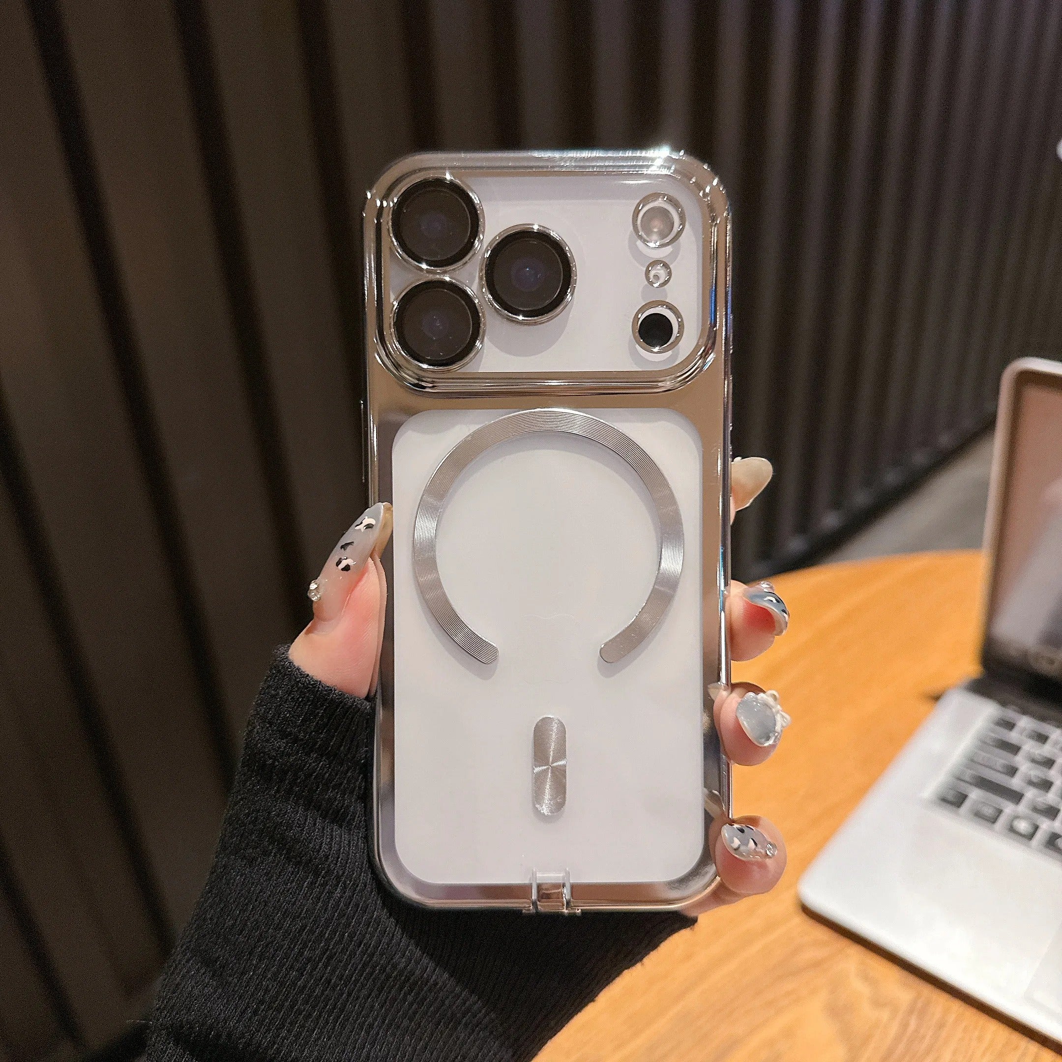 Luxury Clear Plating iPhone Case — MagSafe Wireless Charging Compatible, Shockproof Soft Acrylic Bumper Cover