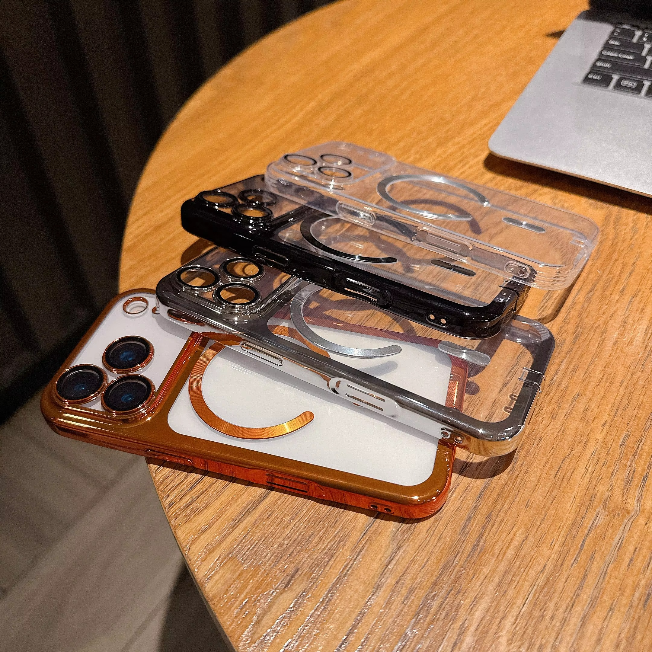 Luxury Clear Plating iPhone Case — MagSafe Wireless Charging Compatible, Shockproof Soft Acrylic Bumper Cover