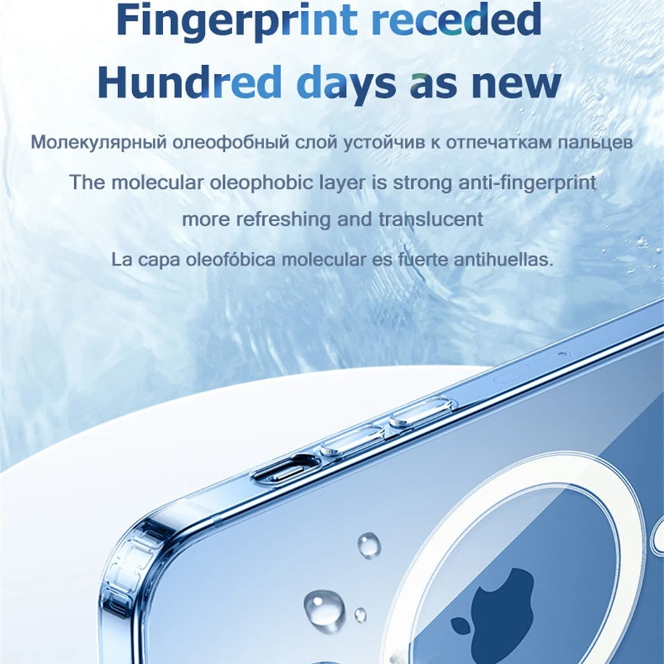Luxury iPhone Case — MagSafe Clear Shockproof Acrylic Cover with Anti-Fingerprint Anti-Scratch Slim Transparent Design