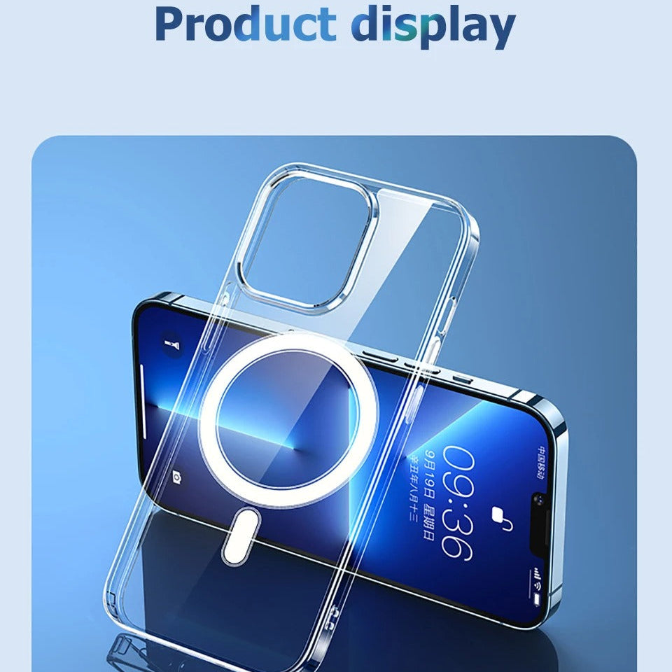 Luxury iPhone Case — MagSafe Clear Shockproof Acrylic Cover with Anti-Fingerprint Anti-Scratch Slim Transparent Design