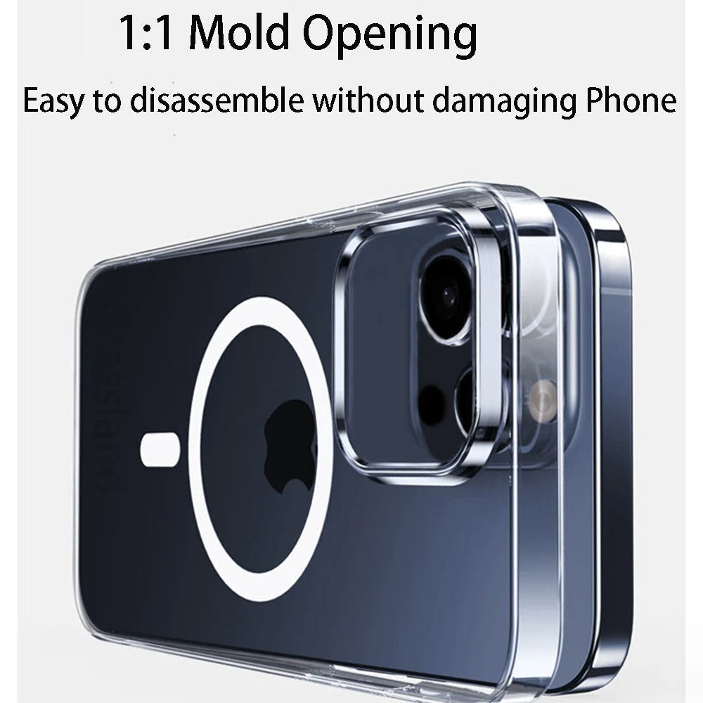 Luxury iPhone Case — MagSafe Clear Shockproof Acrylic Cover with Anti-Fingerprint Anti-Scratch Slim Transparent Design