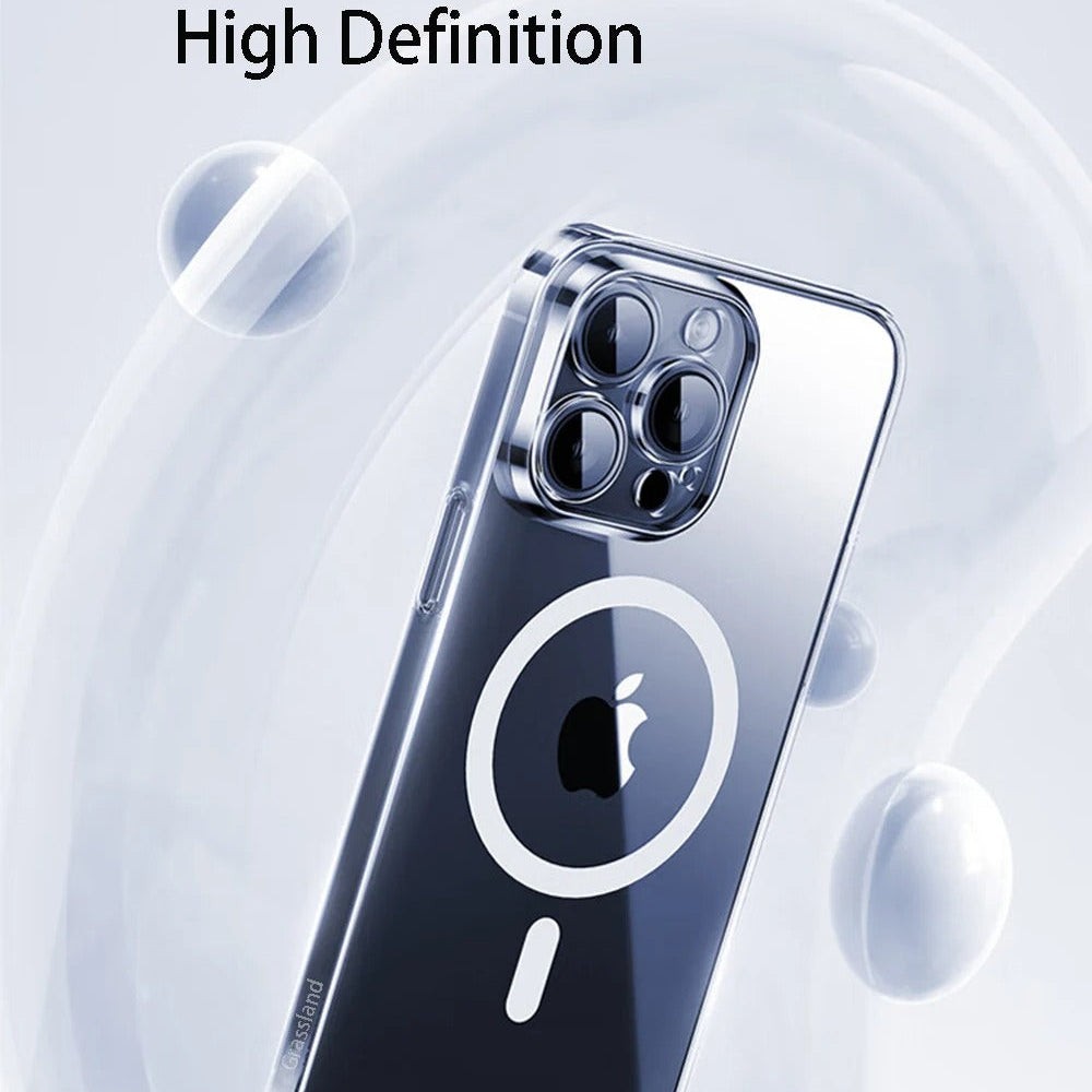 Luxury iPhone Case — MagSafe Clear Shockproof Acrylic Cover with Anti-Fingerprint Anti-Scratch Slim Transparent Design