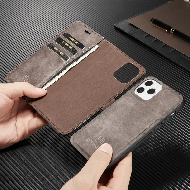 Luxury Detachable Magnetic Leather iPhone Wallet Case — Dual Layer, Shockproof, Anti-Fingerprint, Heavy Duty, Matte Finish, With Card Holder & Holder Slot
