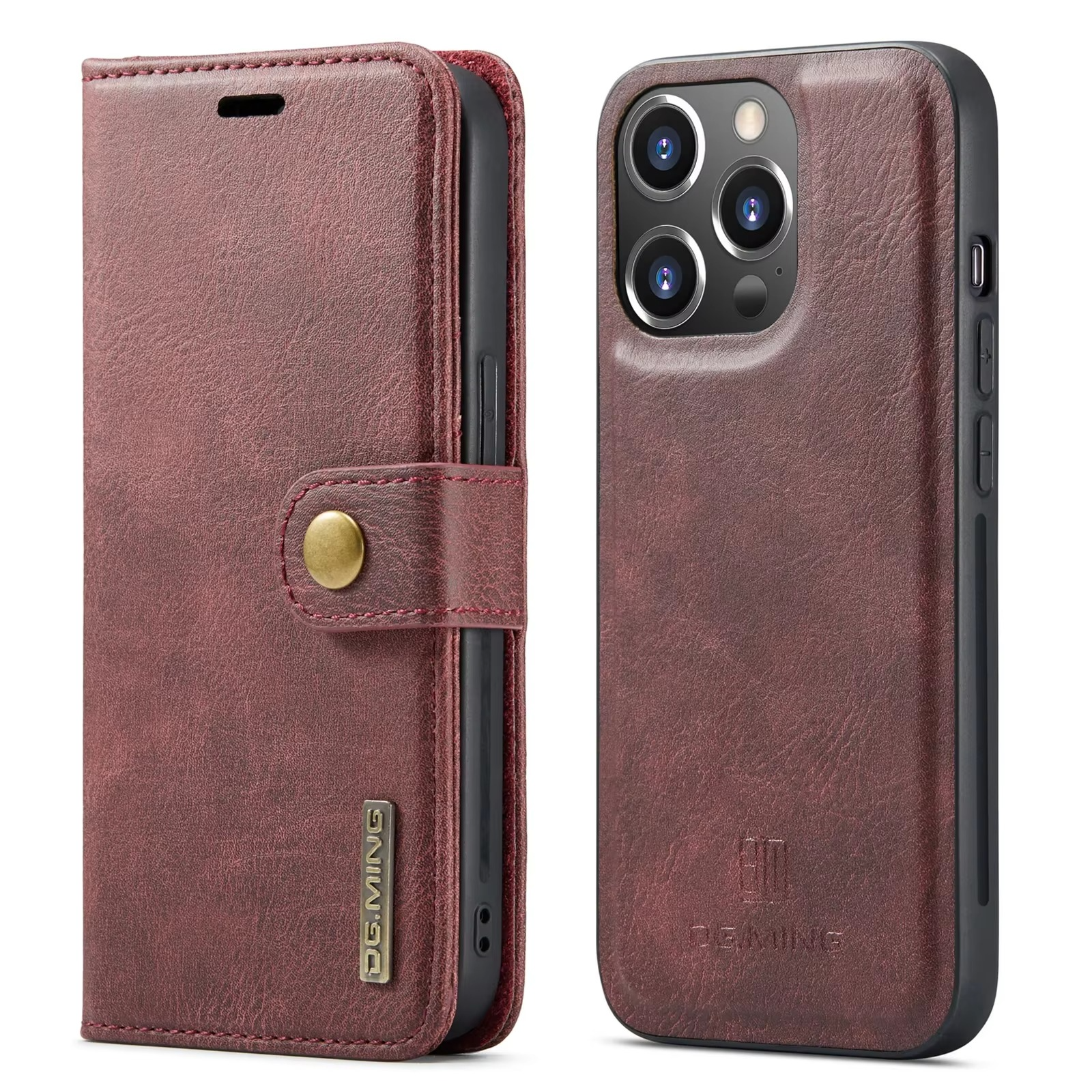 Luxury Detachable Magnetic Leather iPhone Wallet Case — Dual Layer, Shockproof, Anti-Fingerprint, Heavy Duty, Matte Finish, With Card Holder & Holder Slot