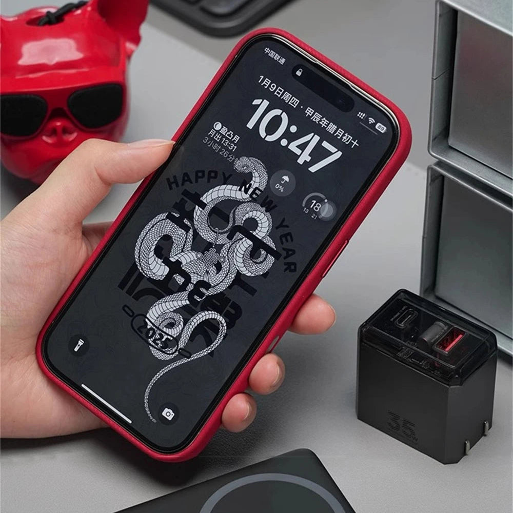 Luxury Fiber Leather iPhone Case — Full Coverage MagSafe Compatible, Shockproof, Anti-Fingerprint, Anti-Scratch, Dustproof, Non-Slip, Wireless Charging