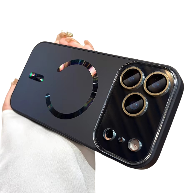 Luxury iPhone Case — Flowing Light MagSafe Big-Window Magnetic Shockproof Cover, Lightweight, Full Protection, Anti-Scratch Plain Design