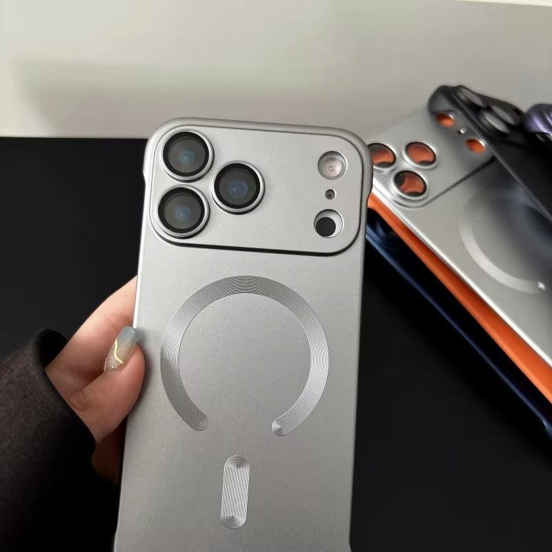 Luxury iPhone Case — Frameless Plating MagSafe Half-Wrapped Ultra-Thin PC Cover with Lens Film, Shockproof, Anti-Fingerprint, Anti-Scratch, Non-Slip Design