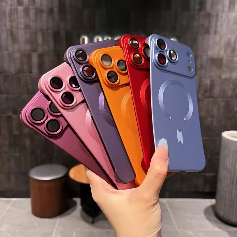 Luxury iPhone Case — Frameless Plating MagSafe Half-Wrapped Ultra-Thin PC Cover with Lens Film, Shockproof, Anti-Fingerprint, Anti-Scratch, Non-Slip Design