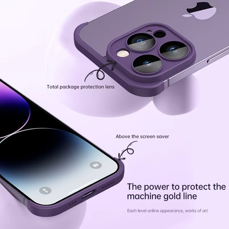 Luxury Frameless Silicone iPhone Case — Bumper Cover with Lens Protection, Shockproof, Anti-Fingerprint, Dustproof, Lightweight Full Corner Protection