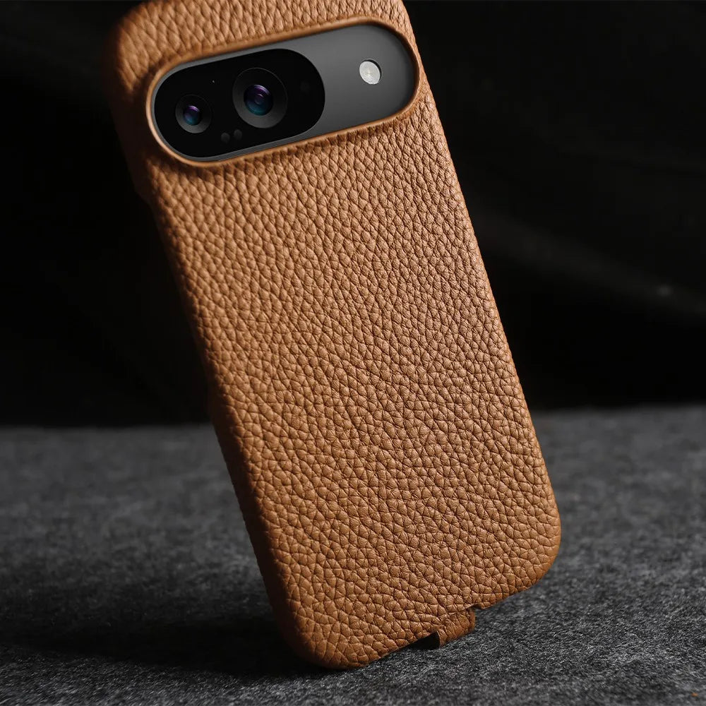 Luxury Genuine Leather iPhone Case — Cowhide Half-Wrapped Cover with Crossbody Strap, Anti-Scratch, Dustproof, Non-Slip Protective Shell