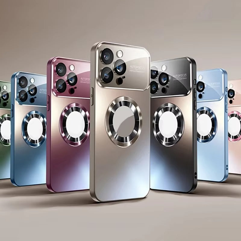 Luxury iPhone Case — Glass Camera Protection MagSafe Wireless-Charging Full-Coverage Hard Cover with Shockproof, Anti-Fingerprint, Anti-Scratch Design