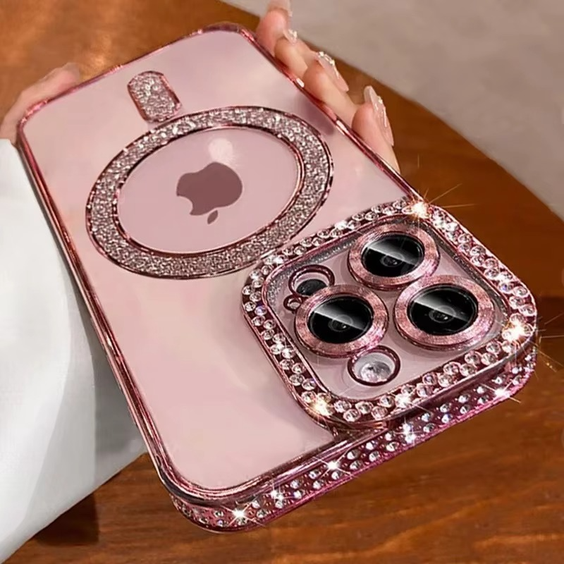 Luxury Glitter iPhone Case — Transparent Magnetic Bumper Cover with Anti-Fingerprint, Anti-Scratch, Dustproof, Non-Slip Design