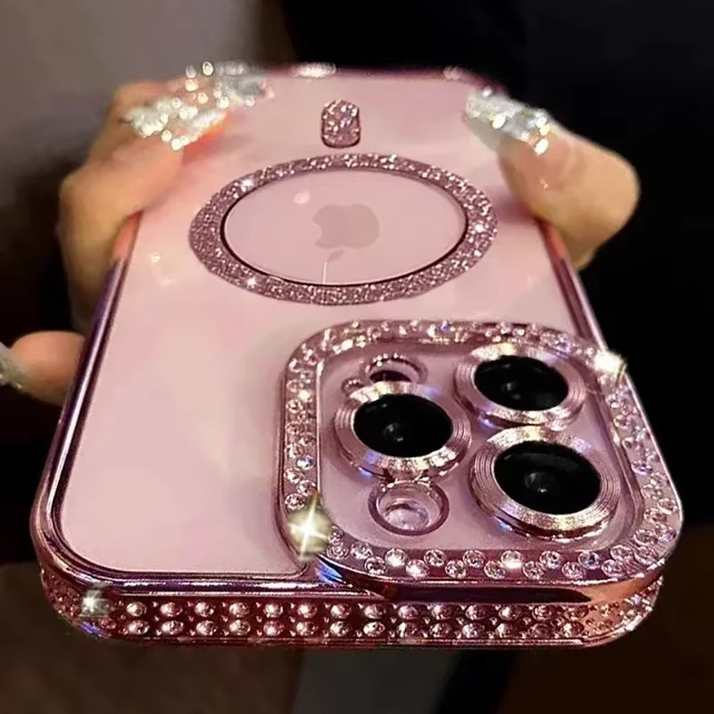 Luxury Glitter iPhone Case — Transparent Magnetic Bumper Cover with Anti-Fingerprint, Anti-Scratch, Dustproof, Non-Slip Design
