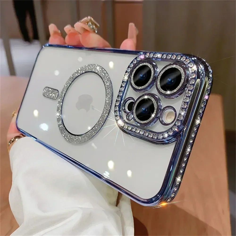 Luxury Glitter iPhone Case — Transparent Magnetic Bumper Cover with Anti-Fingerprint, Anti-Scratch, Dustproof, Non-Slip Design