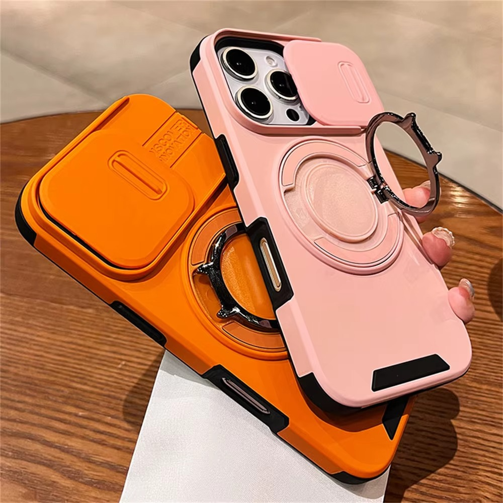 Luxury Heavy-Duty iPhone Case — Rugged Armor Magnetic Bracket with Shockproof PC Cover, Anti-Fingerprint, Anti-Scratch Protection
