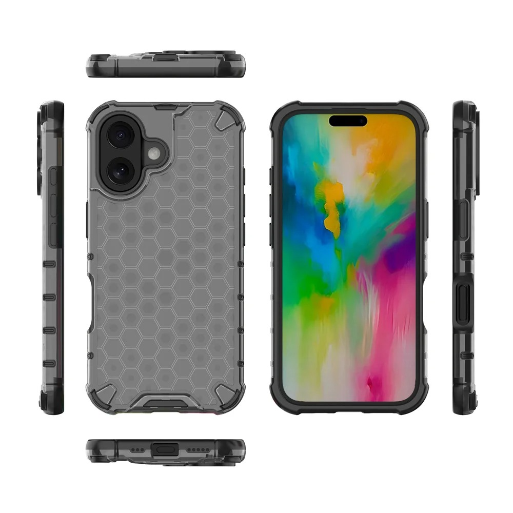 Luxury Honeycomb Armor iPhone Case — Shockproof Military Hybrid Bumper Cover, Anti-Fingerprint, Dustproof, Matte Finish, Hard PC Protection