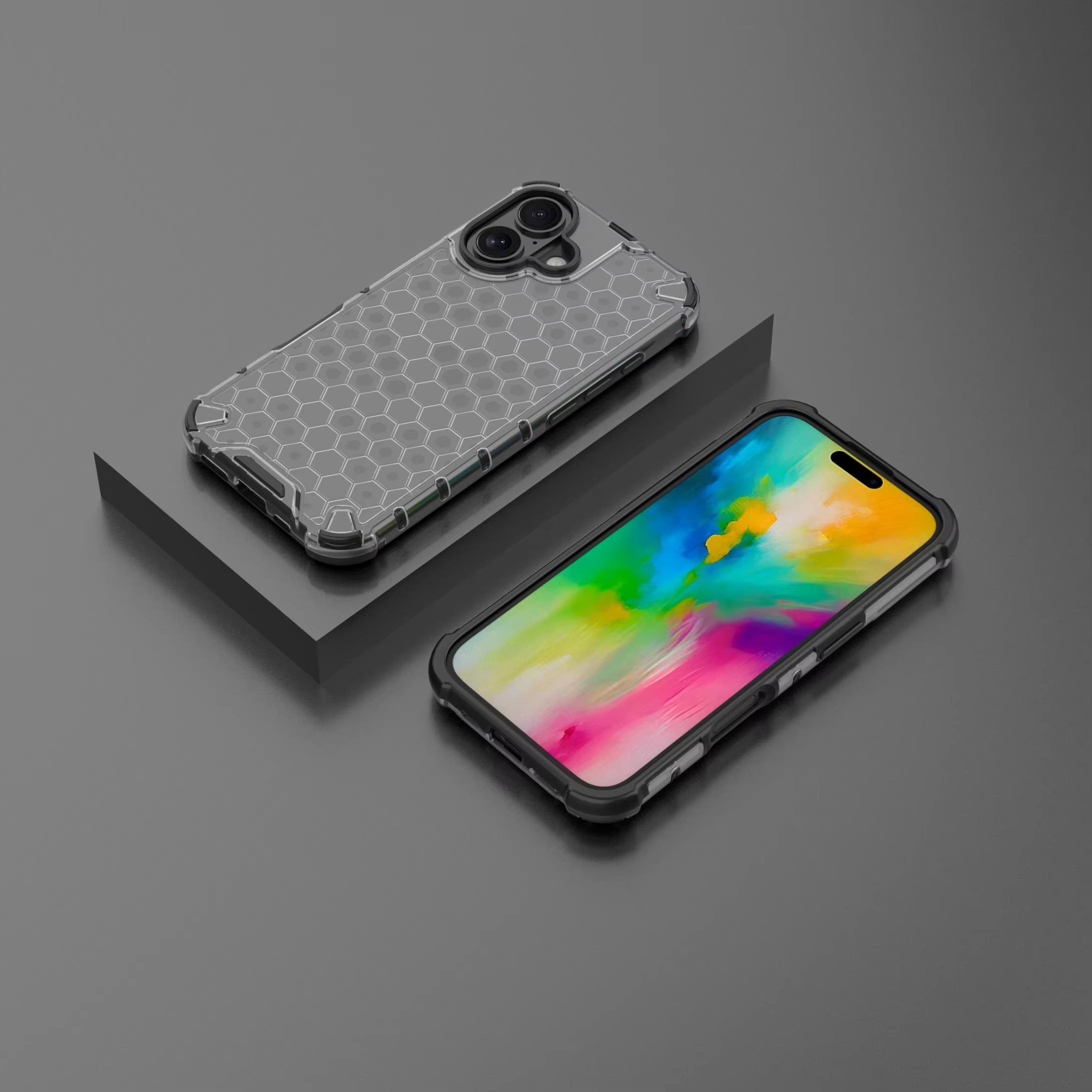 Luxury Honeycomb Armor iPhone Case — Shockproof Military Hybrid Bumper Cover, Anti-Fingerprint, Dustproof, Matte Finish, Hard PC Protection