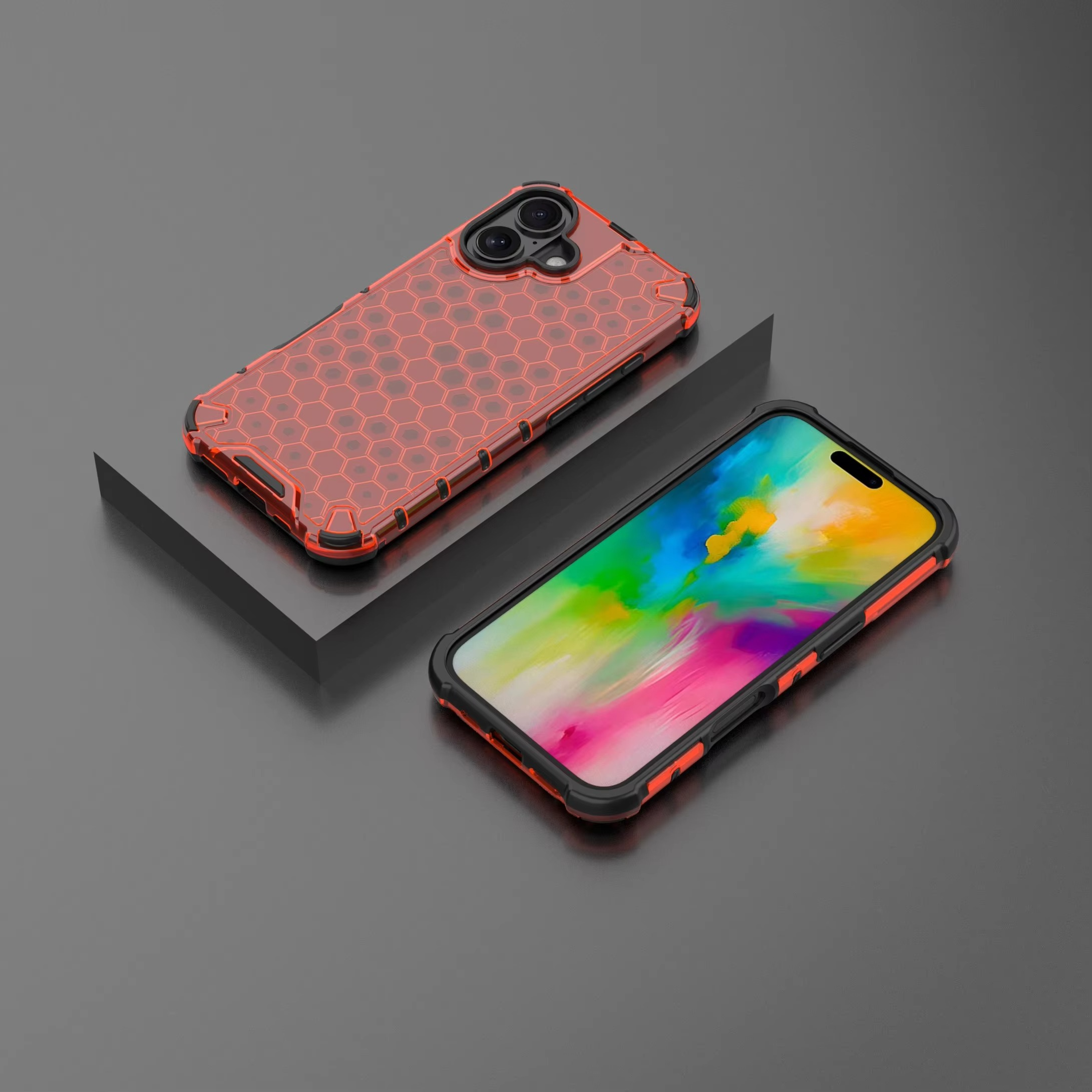 Luxury Honeycomb Armor iPhone Case — Shockproof Military Hybrid Bumper Cover, Anti-Fingerprint, Dustproof, Matte Finish, Hard PC Protection