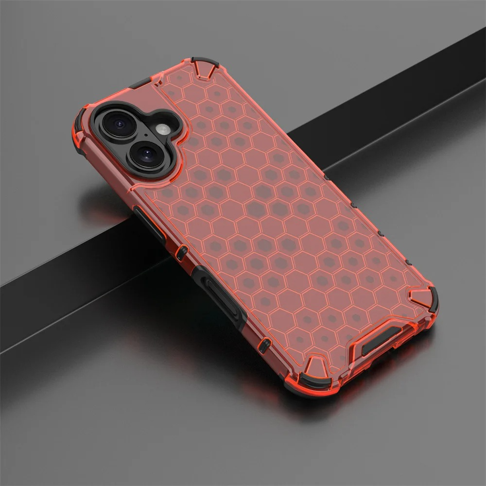 Luxury Honeycomb Armor iPhone Case — Shockproof Military Hybrid Bumper Cover, Anti-Fingerprint, Dustproof, Matte Finish, Hard PC Protection
