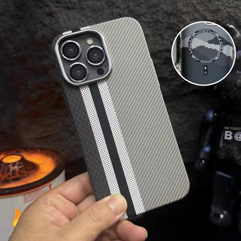 Luxury iPhone Case — Kevlar Pattern MagSafe Compatible Magnetic Shockproof Cover, Anti-Fingerprint, Anti-Scratch, Dustproof, Wireless-Charging, Full Protection