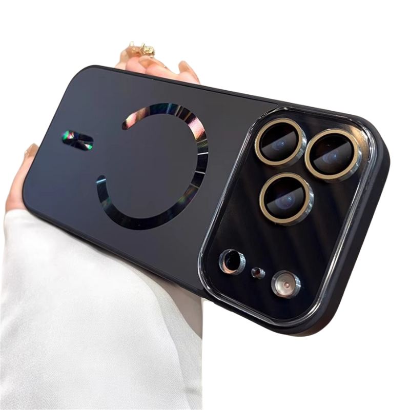 Luxury iPhone Case — Laser Camera Window MagSafe Magnetic Wireless-Charging Full Cover with Matte Glass Lens Protection, Shockproof, Anti-Fingerprint Design