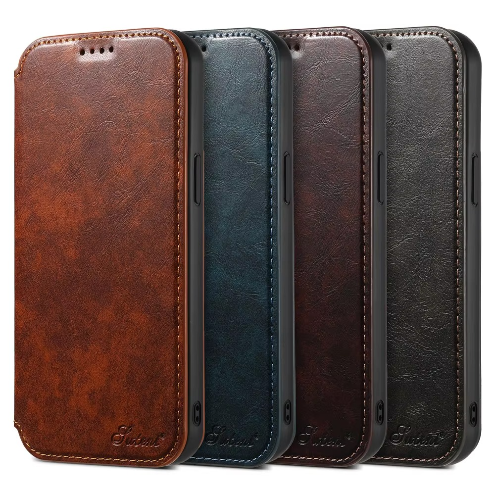 Luxury Leather Flip Wallet Phone Case for iPhone — Magnetic, Wireless Charging Compatible, Anti-Fingerprint, Dustproof, Card Holder, Kickstand, Non-Slip