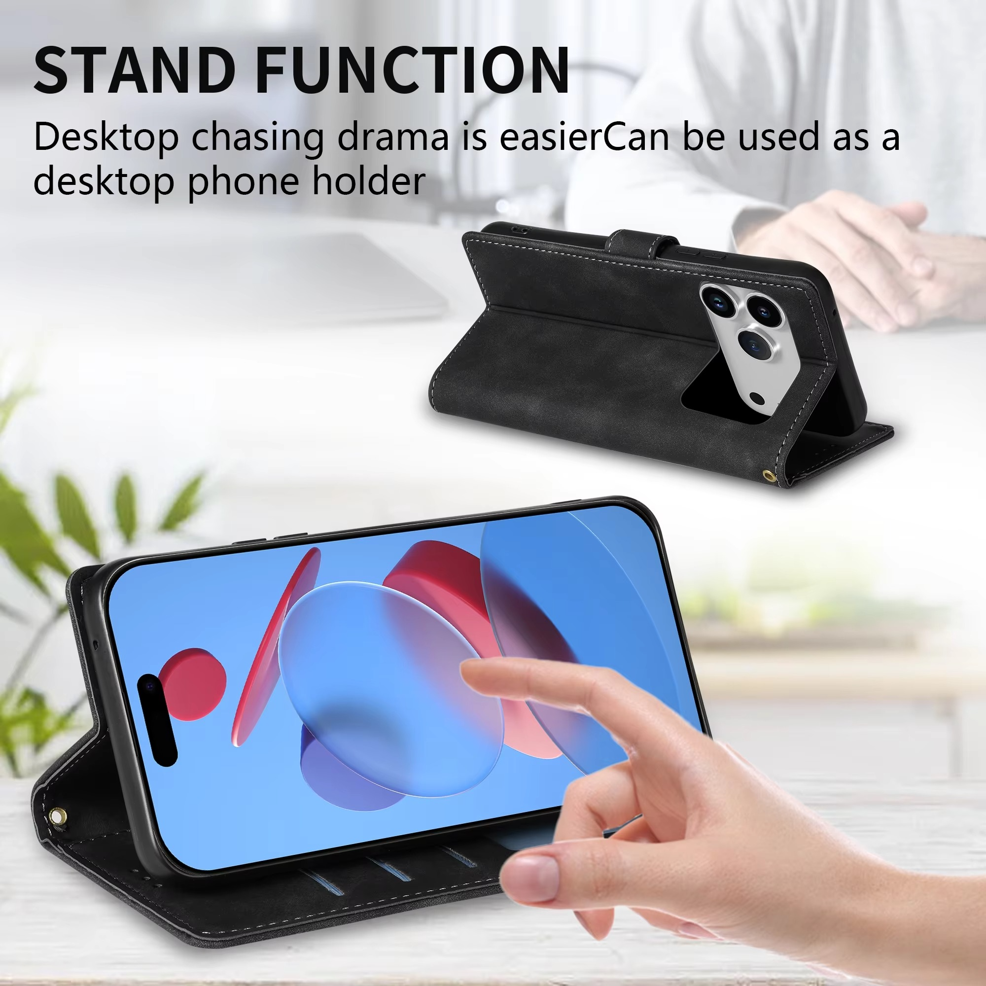 Luxury iPhone Case — Leather Magnetic Wallet Flip Cover with Card Slot Holder, Shockproof Anti-Fingerprint Anti-Scratch Non-Slip Full Protection