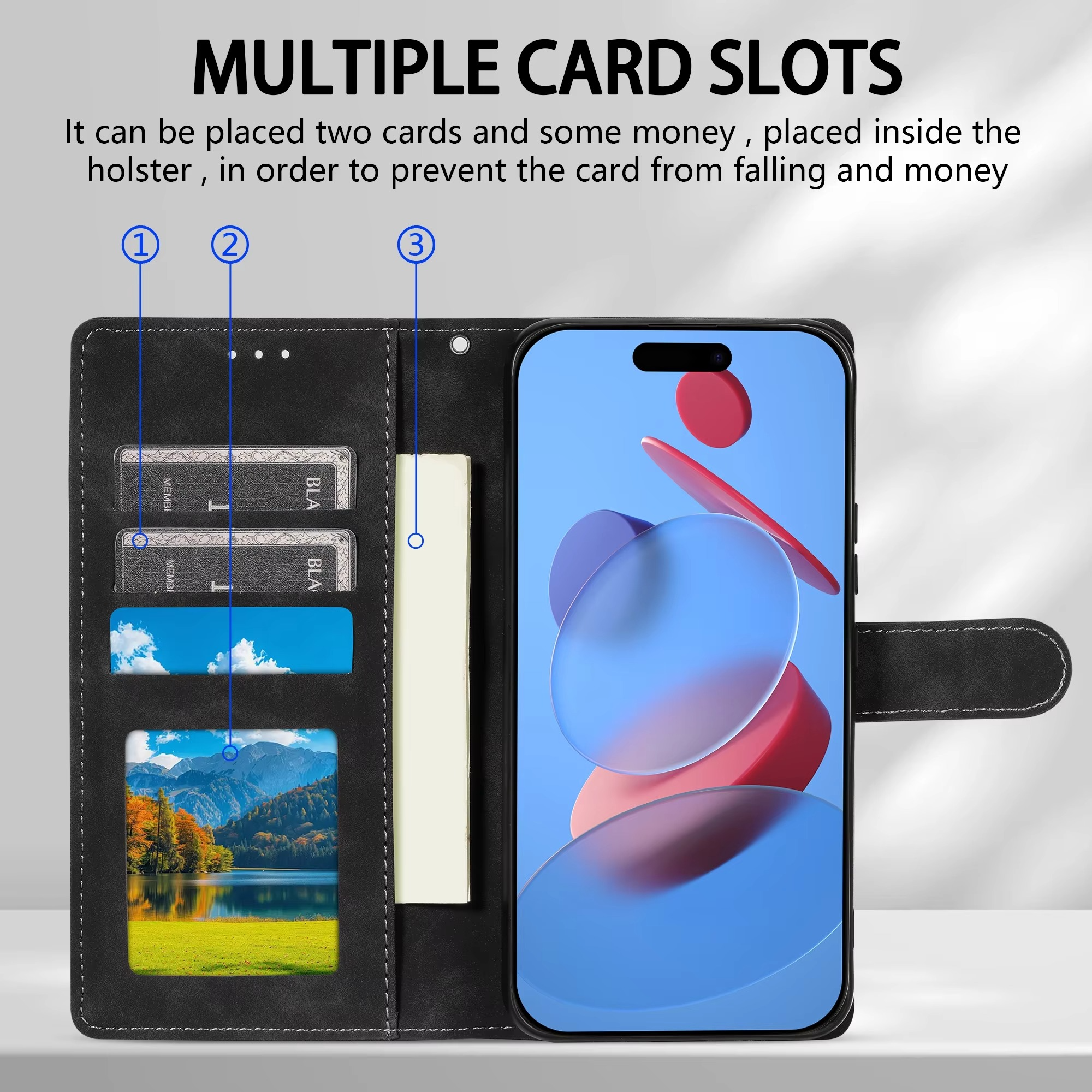 Luxury iPhone Case — Leather Magnetic Wallet Flip Cover with Card Slot Holder, Shockproof Anti-Fingerprint Anti-Scratch Non-Slip Full Protection