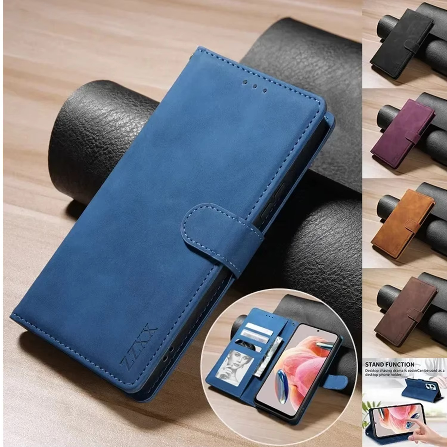 Luxury iPhone Case — Leather Magnetic Wallet Flip Cover with Card Slot Holder, Shockproof Anti-Fingerprint Anti-Scratch Non-Slip Full Protection