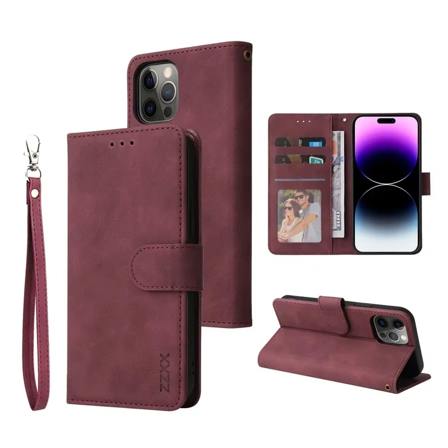 Luxury iPhone Case — Leather Magnetic Wallet Flip Cover with Card Slot Holder, Shockproof Anti-Fingerprint Anti-Scratch Non-Slip Full Protection