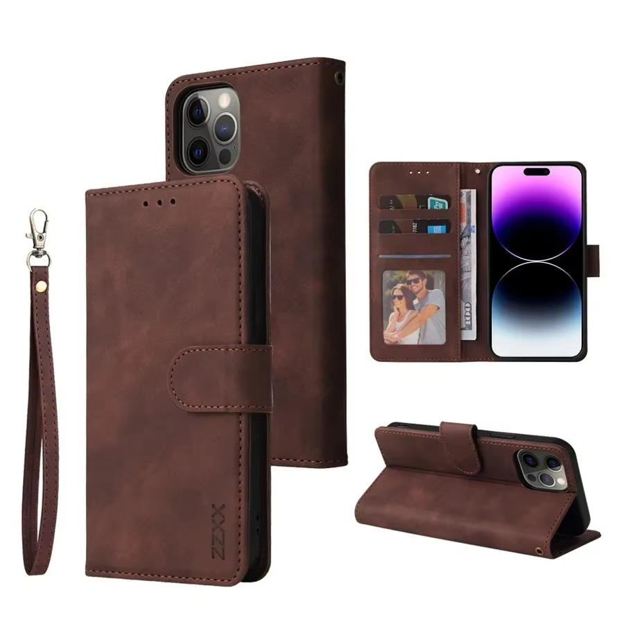 Luxury iPhone Case — Leather Magnetic Wallet Flip Cover with Card Slot Holder, Shockproof Anti-Fingerprint Anti-Scratch Non-Slip Full Protection