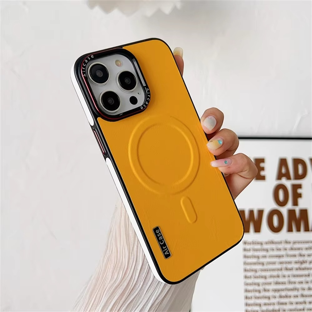 Luxury Leather iPhone Case MagSafe Compatible — Half-Wrapped Magnetic Shockproof Cover with Lens Protection, Anti-Fingerprint, Dustproof, Lightweight Non-Slip Design