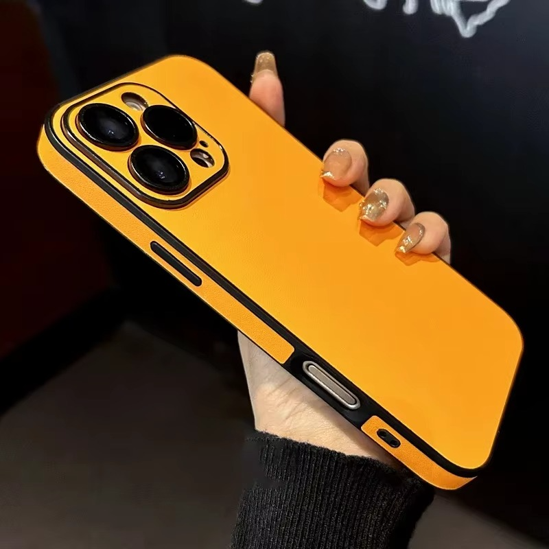 Luxury Leather iPhone Case — Soft Silicone Bumper, Shockproof Full Coverage, Anti-Fingerprint, Anti-Scratch, Dustproof, Lightweight Matte Finish