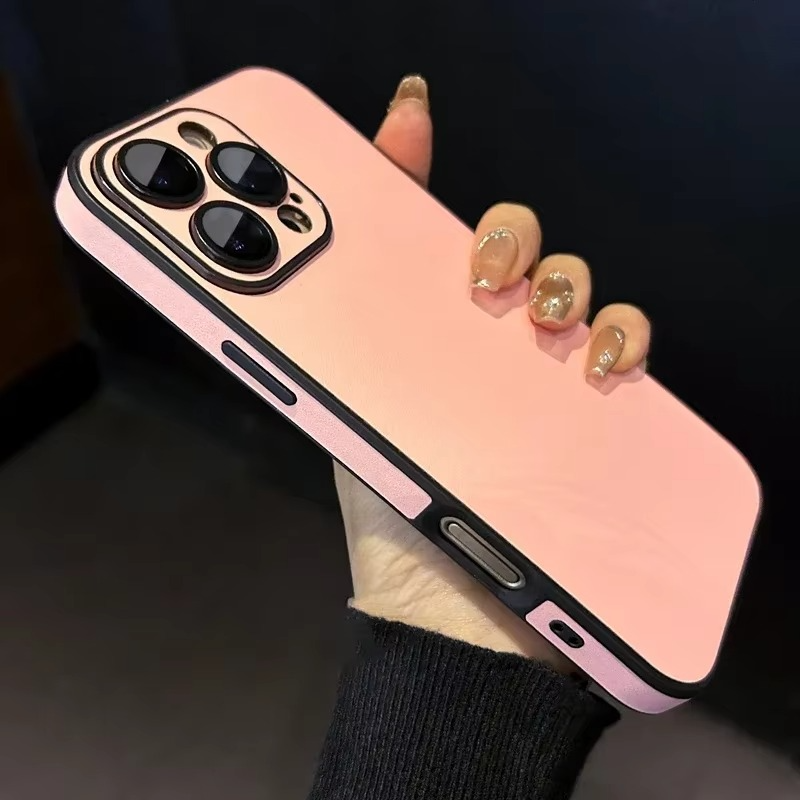 Luxury Leather iPhone Case — Soft Silicone Bumper, Shockproof Full Coverage, Anti-Fingerprint, Anti-Scratch, Dustproof, Lightweight Matte Finish