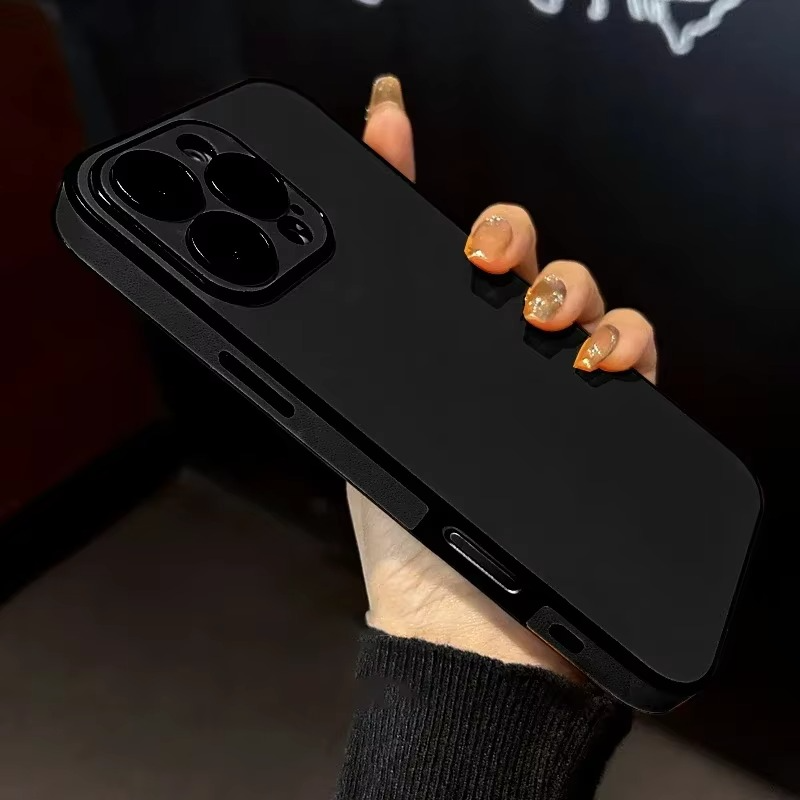 Luxury Leather iPhone Case — Soft Silicone Bumper, Shockproof Full Coverage, Anti-Fingerprint, Anti-Scratch, Dustproof, Lightweight Matte Finish