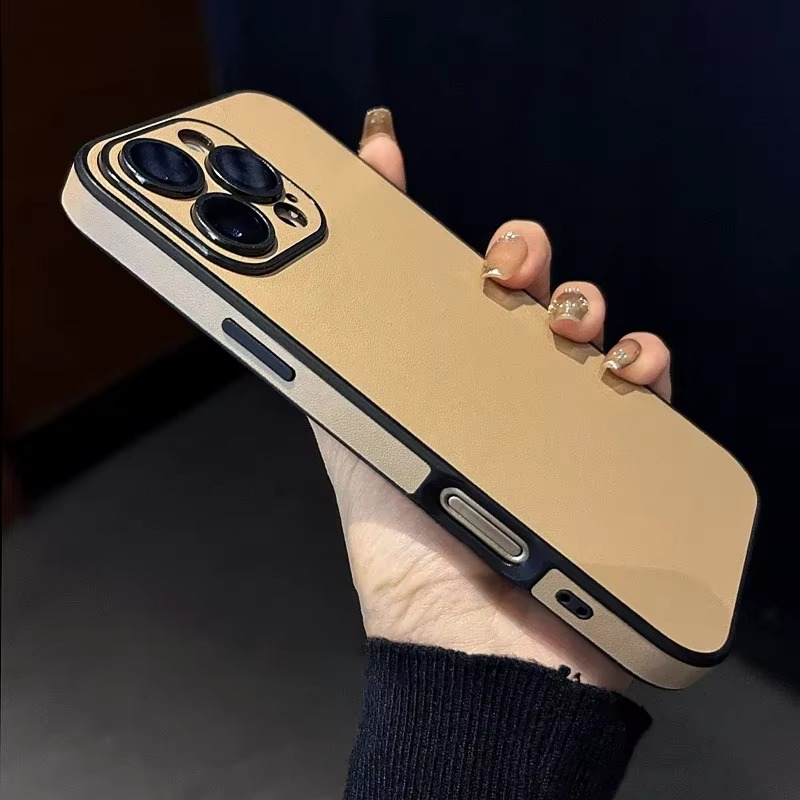 Luxury Leather iPhone Case — Soft Silicone Bumper, Shockproof Full Coverage, Anti-Fingerprint, Anti-Scratch, Dustproof, Lightweight Matte Finish