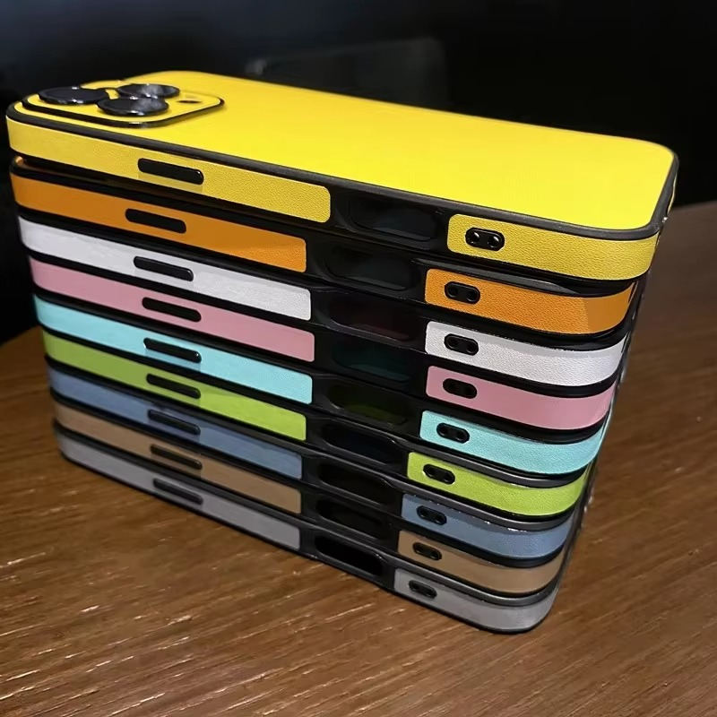 Luxury Leather iPhone Case — Soft Silicone Bumper, Shockproof Full Coverage, Anti-Fingerprint, Anti-Scratch, Dustproof, Lightweight Matte Finish