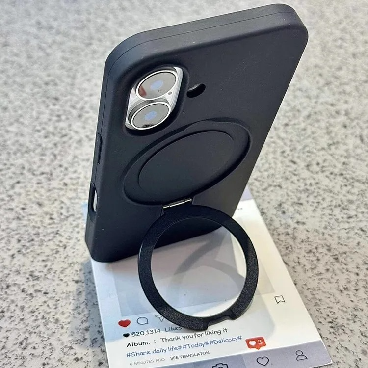 Luxury Liquid Silicone iPhone Case with Ring Holder — MagSafe Magnetic Stand, Matte Soft Bumper, Shockproof, Anti-Fingerprint, Non-Slip