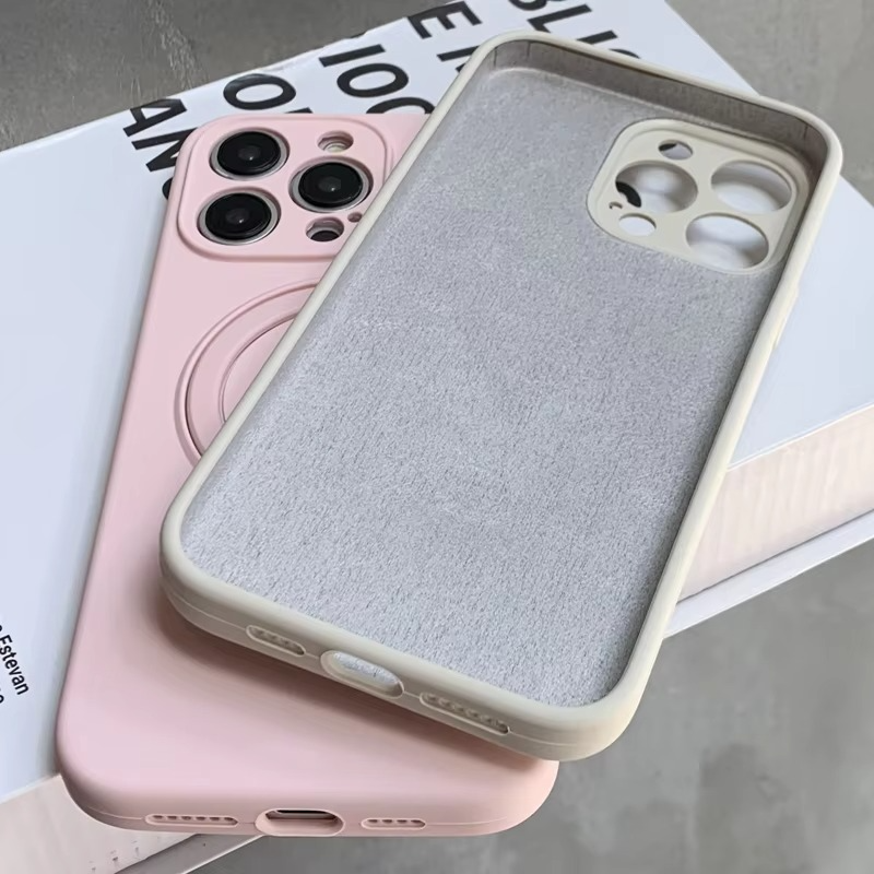 Luxury Liquid Silicone iPhone Case with Ring Holder — MagSafe Magnetic Stand, Matte Soft Bumper, Shockproof, Anti-Fingerprint, Non-Slip