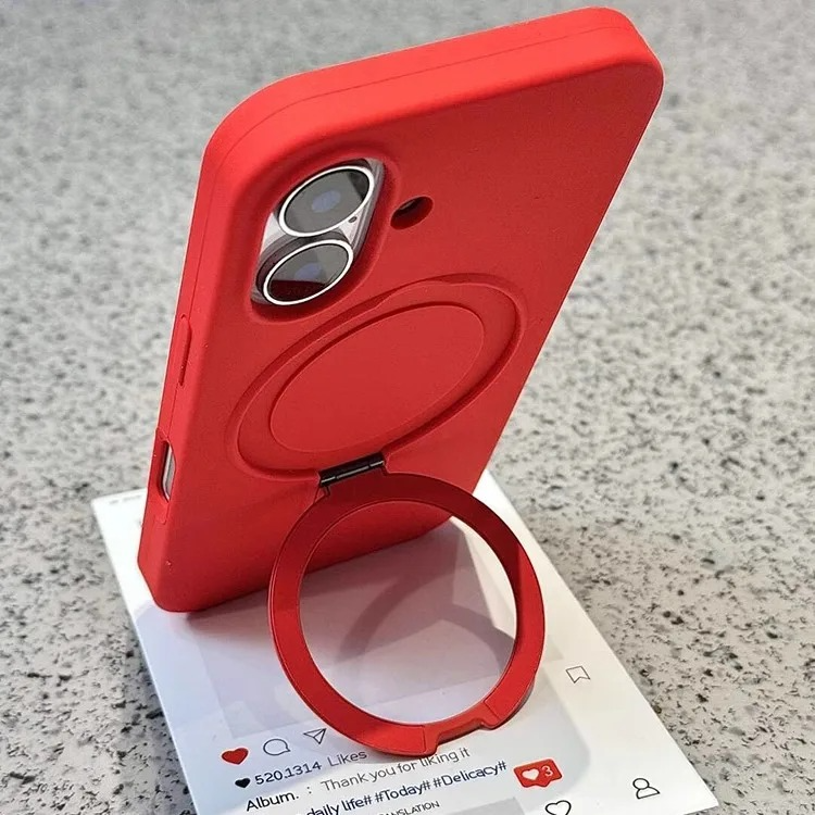 Luxury Liquid Silicone iPhone Case with Ring Holder — MagSafe Magnetic Stand, Matte Soft Bumper, Shockproof, Anti-Fingerprint, Non-Slip