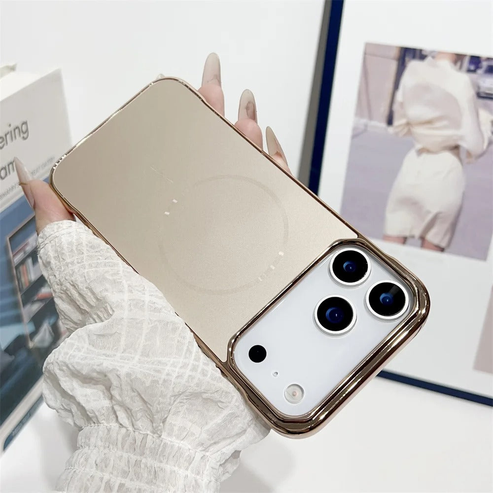 Luxury iPhone Case — MagSafe Slim Frameless Frosted Shockproof Cover with Plating Finish, Anti-Slip and Scratch-Resistant Design