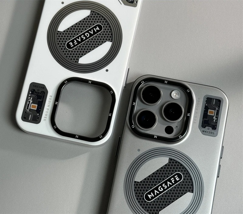 Luxury MagSafe Shockproof iPhone Case — High-Tech Geometric Hard PC Back, Anti-Fingerprint Matte Grip, Wireless Charging Compatible