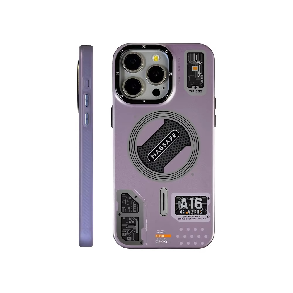 Luxury MagSafe Shockproof iPhone Case — High-Tech Geometric Hard PC Back, Anti-Fingerprint Matte Grip, Wireless Charging Compatible