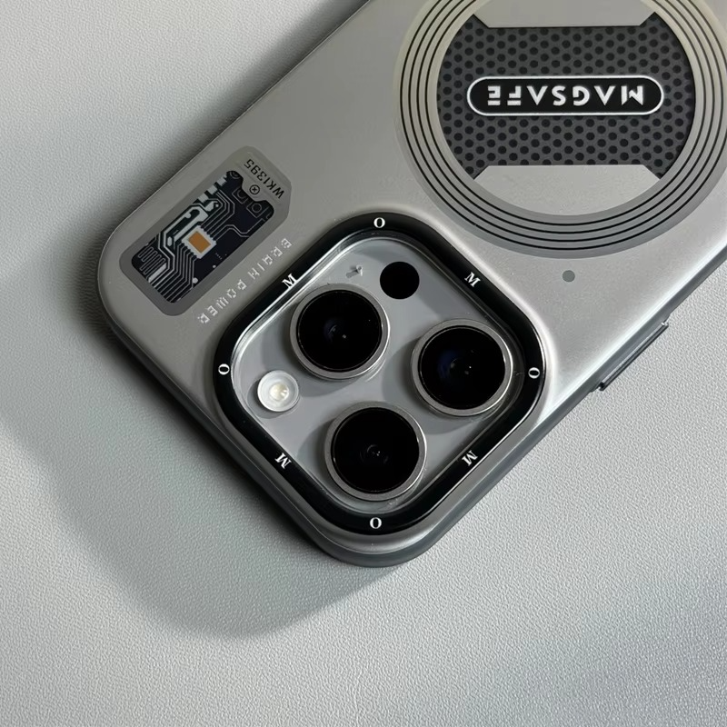 Luxury MagSafe Shockproof iPhone Case — High-Tech Geometric Hard PC Back, Anti-Fingerprint Matte Grip, Wireless Charging Compatible