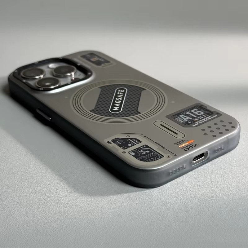 Luxury MagSafe Shockproof iPhone Case — High-Tech Geometric Hard PC Back, Anti-Fingerprint Matte Grip, Wireless Charging Compatible