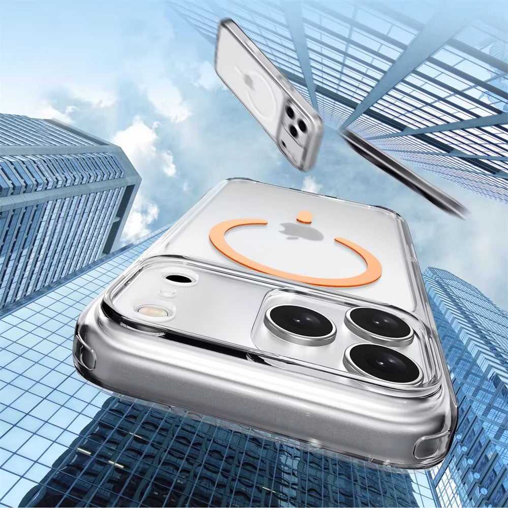 Luxury iPhone Case — MagSafe Magnetic Transparent TPU+PC Protective Cover with Camera Button, Shock-Resistant Slim Design
