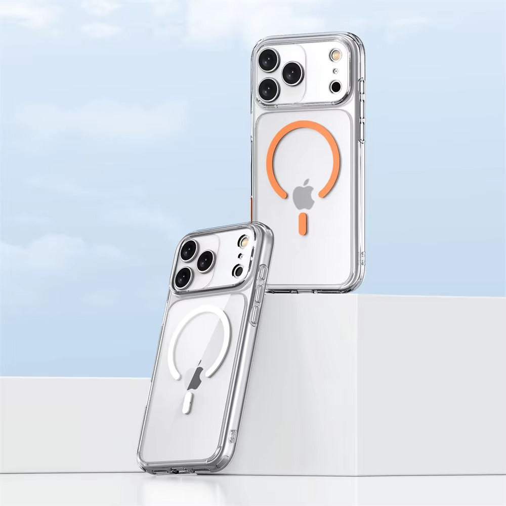 Luxury iPhone Case — MagSafe Magnetic Transparent TPU+PC Protective Cover with Camera Button, Shock-Resistant Slim Design