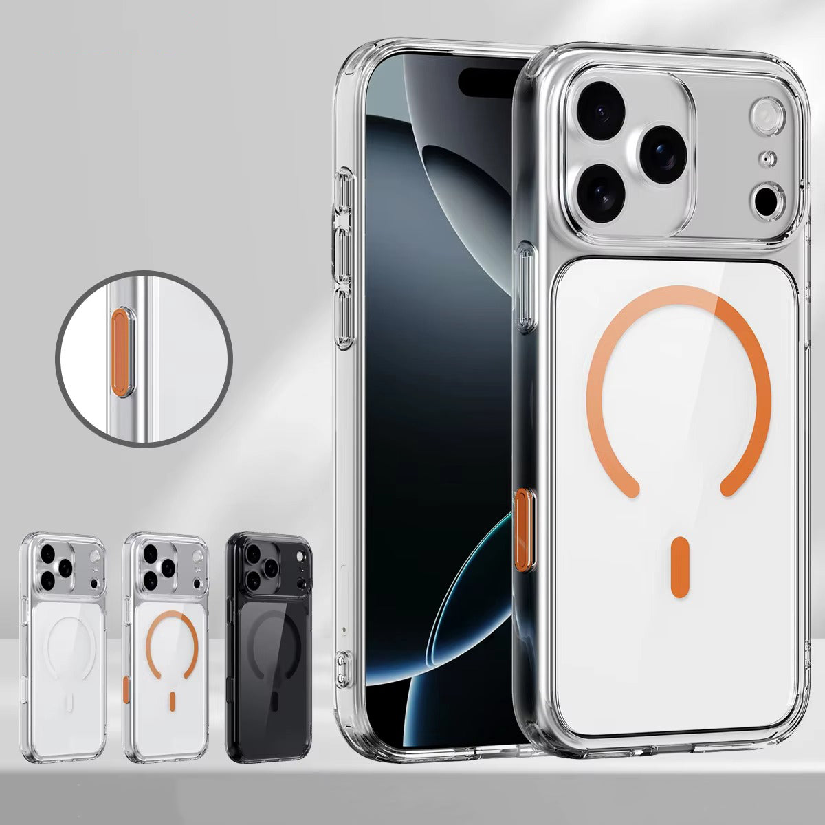 Luxury iPhone Case — MagSafe Magnetic Transparent TPU+PC Protective Cover with Camera Button, Shock-Resistant Slim Design